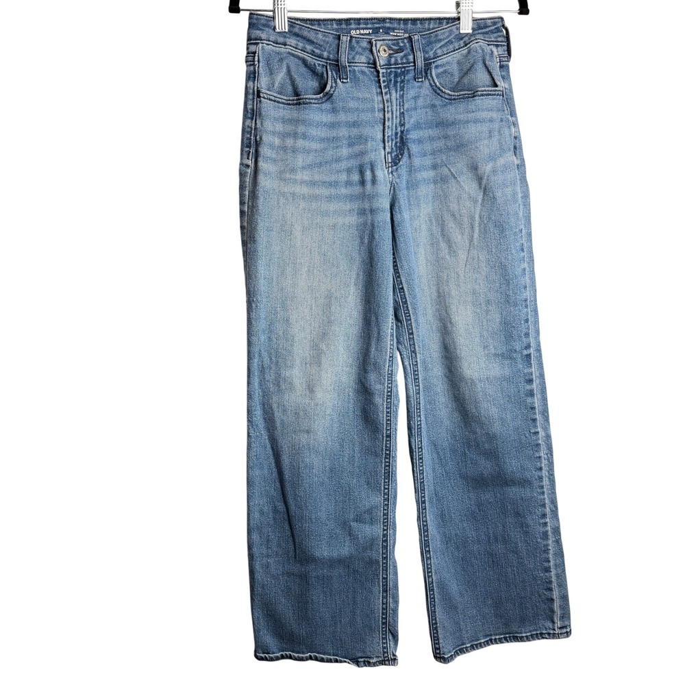OLD NAVY Womens Wide Leg Jeans 6 Petite WOW High Rise Denim High Rise Relaxed